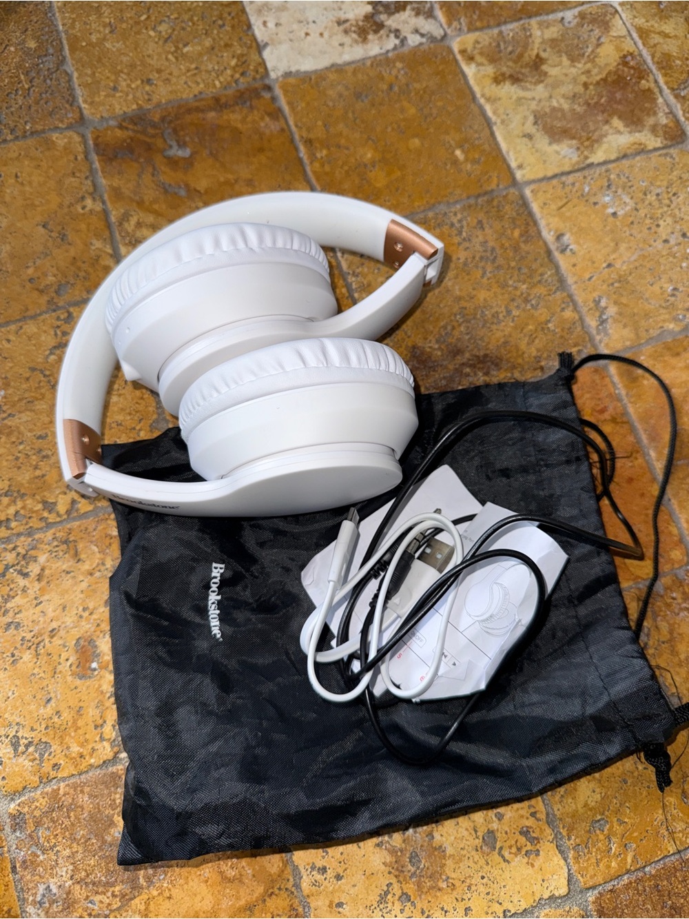 Brookstone White Wireless Over-Ear Headphones